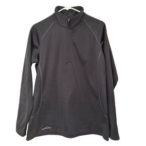 Eddie Bauer Women's Tech Performance Soft Black Fleece Lined 1/4 Zip Jacket Top